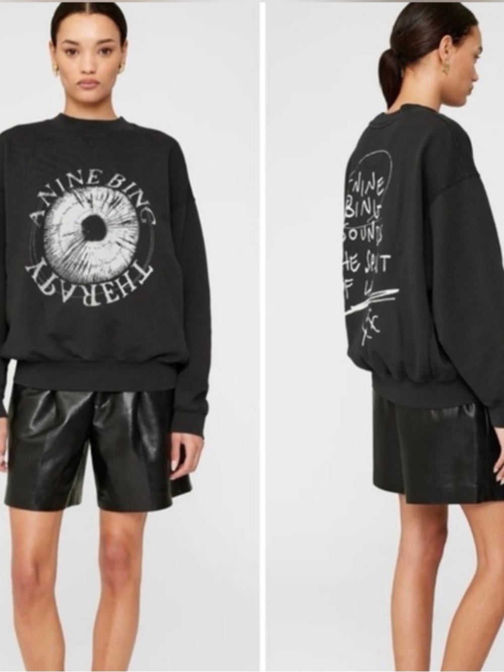 Anine Bing Jaci  therapy Graphic Crewneck Sweatshirt size M